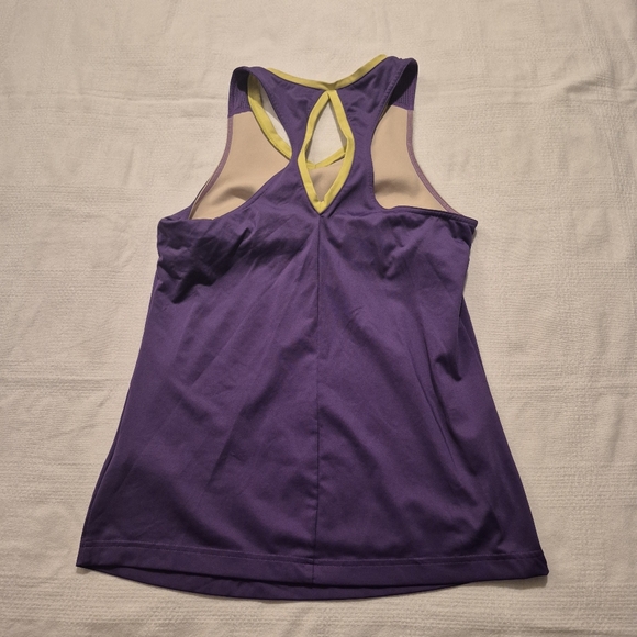 Reebok women's Medium purple with lime trim tank top, shelf bra VGUC - Picture 4 of 7